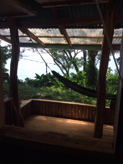 Another view of the ocean from the deck of the Pantai Jungle cabin at Up in the hill Eco Lodge.