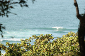 The view from the up in the hill jungle cabin looking out to PanTai surf break.