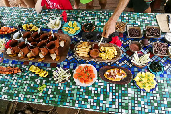 Chocolate Farm Tour at Up in the Hill Eco Lodge in Panama has a delicious spread of fresh fruits and treats to try after the tour.