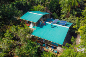 Drone image of up in the hill eco lodge on Isla Bastimentos in Bocas del Toro Panama.