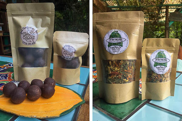Cacao and specialty teas for sale on Isla Bastimentos.
