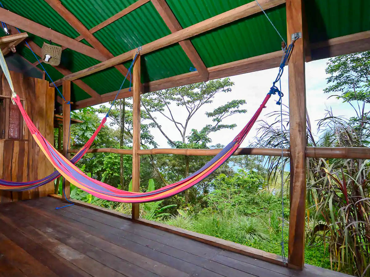 The hammocks at the pantai cabin in Bocas del Toro