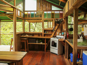 The inside kitchen of the Silverback Cabin at the Up in the Hill Eco Lodge in Panama.