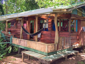 The front view of the silverback cabin at Up in the Hill Eco Lodge in Bocas del Toro